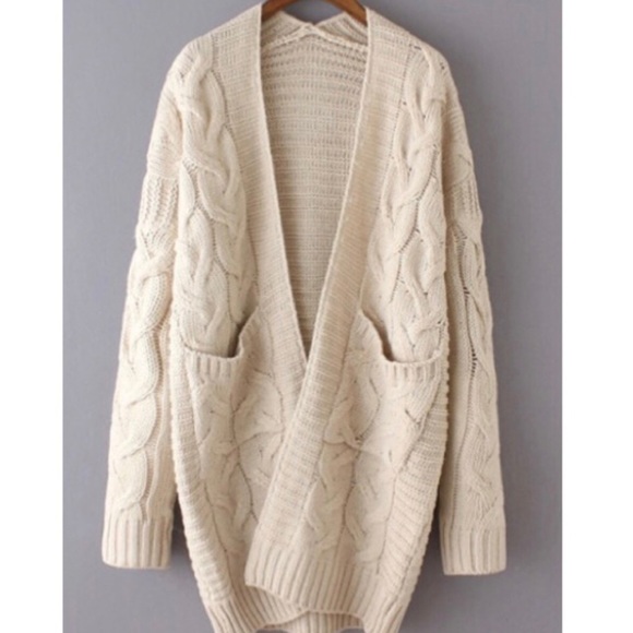 Anthropologie Sweaters - Beige Long Sleeve Cable Knit Cardigan. Worn once!